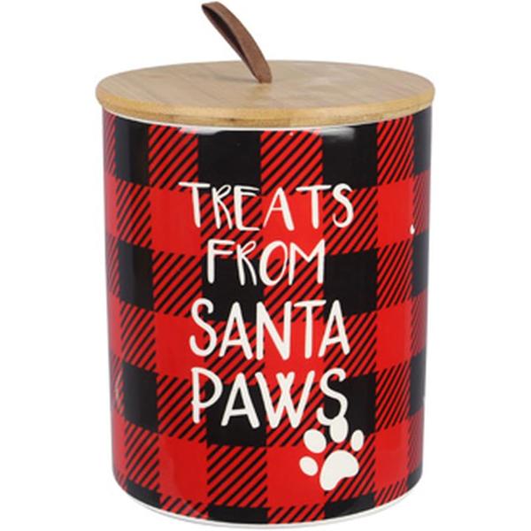 Jar Pet Treat Ceramic with Wooden Lid