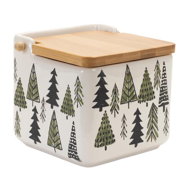 Canister Square Ceramic Pine Trees