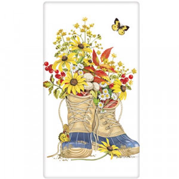Boots And Flowers Towel