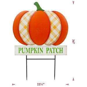 Stake Pumpkin with Plaid Stripe