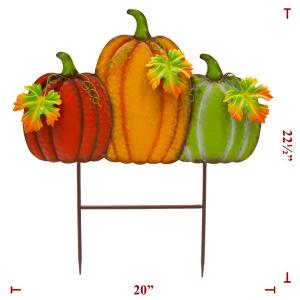Stake Pumpkin Group of 3 Mix 
