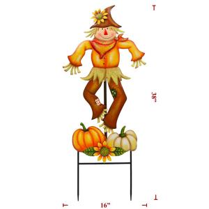 Stake Scarecrow with Pumpkins