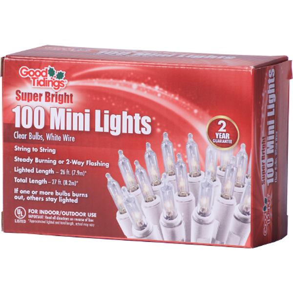 Mini Light String White Wire 100 Lights - Clear