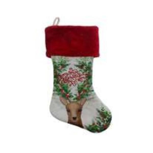 Deer Holly Stocking