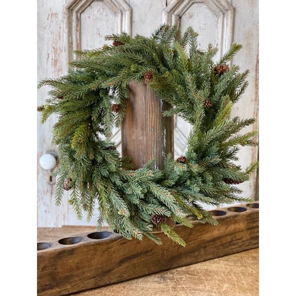 White Spruce With Cones Wreath - 22in