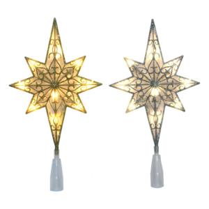 Tree Topper Glitter Star Gold/Slvr - 11in