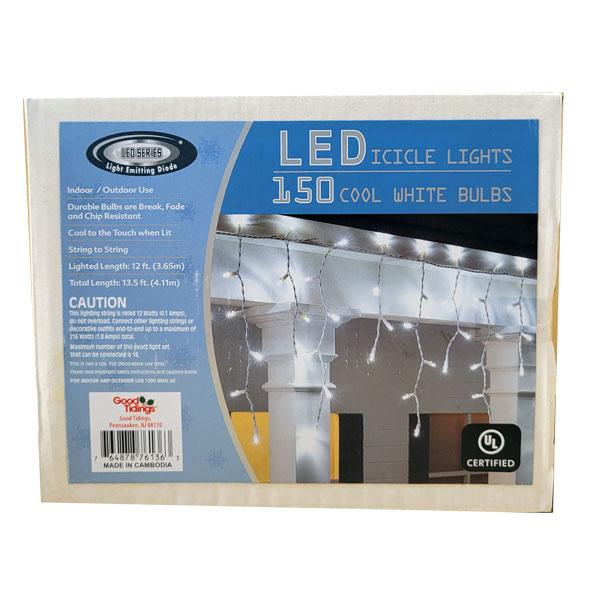 LED Icicle 150 Lights - Cool White