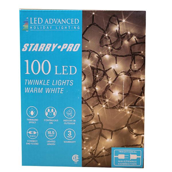 LED Starry Twinkle 3mm 100 Lights - Warm White