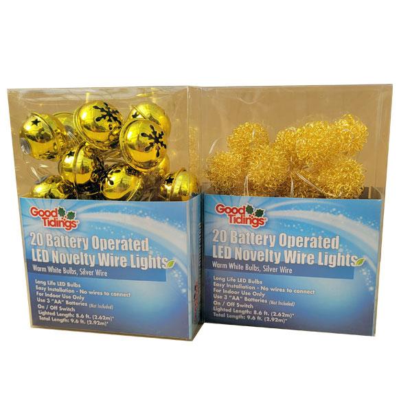 LED Battery-Operated Silver Wire 6.7ft 20 Lights