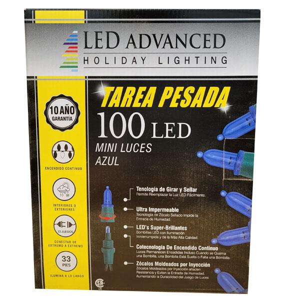 LED Heavy Duty Italian Mini 100 Lights - Blue