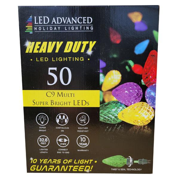 LED Heavy Duty C9 Faceted 50 Lights - Multi