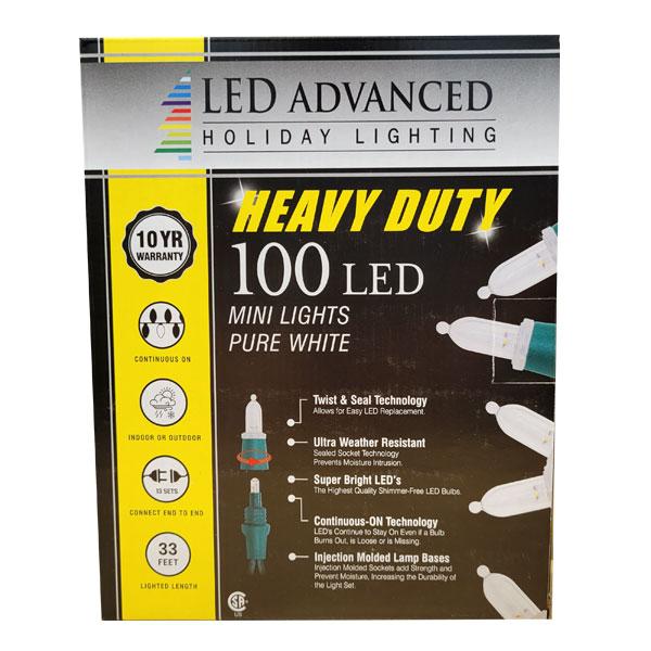 LED Heavy Duty Italian Mini 100 Lights - Pure White