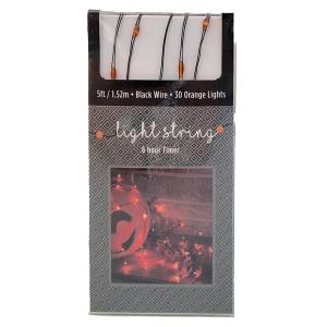 LED Micro Battery-Operated 30 Lights - Orange 5ft