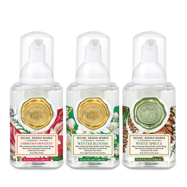 Michel Design Works Christmas Bouquet, Winter Bloom, White Spruce Mini Handsoap Set