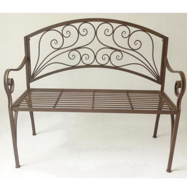 Garden Bench Metal Swirl Back - Brown 42x20