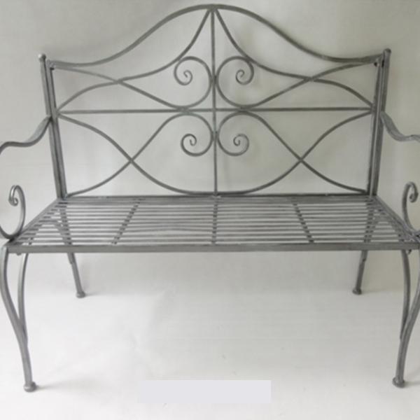 Garden Bench Metal Swirl Matte - Black 42x21