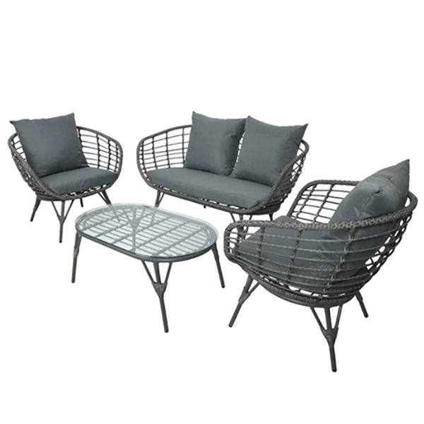 Evora Wicker Sofa, Chairs, and Coffee Table - 4pc Set
