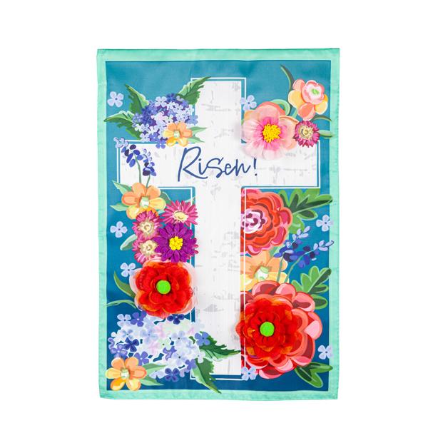    Blessings Floral Cross Flag