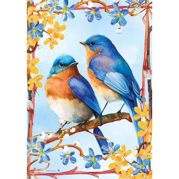 Lovely Bluebirds Mini Flag
