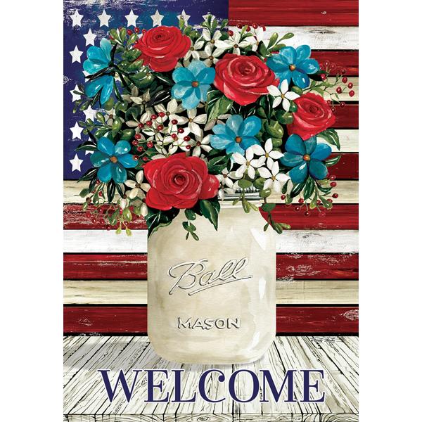 Red, White, And Blue Florals Mini Flag