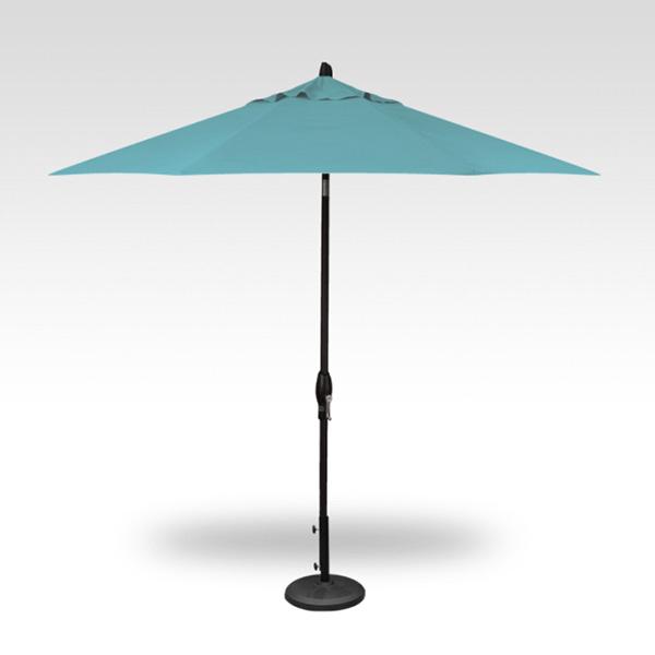 Treasure Garden Umbrella - 9 ft, Aqua, Black Pole, Auto