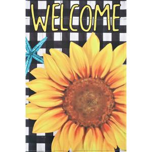 Black Check Sunflower Mini Flag