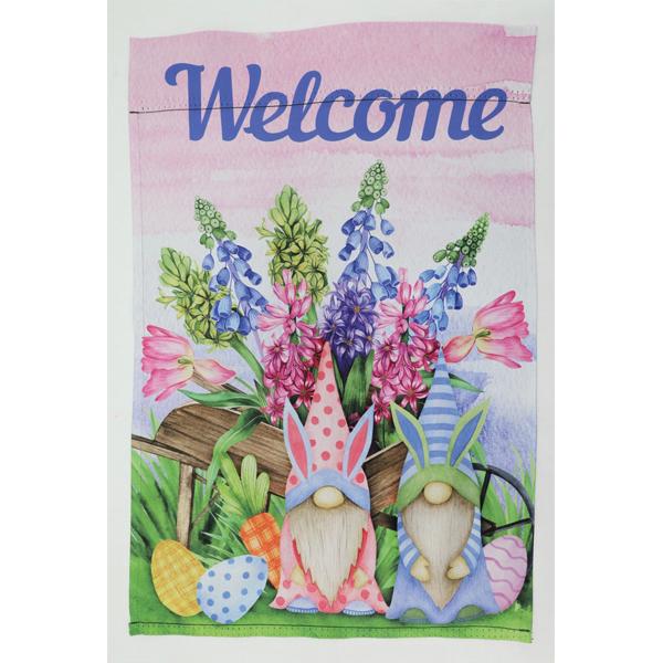 Welcome Floral Gnome Mini Flag