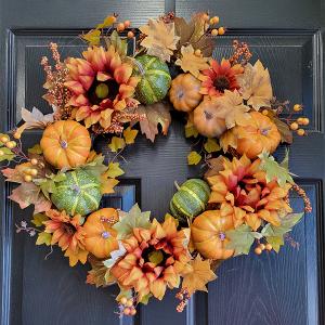 Sunflower and Pumpkin Fall Wreath 24in