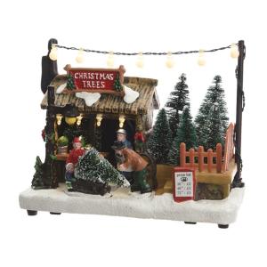 Led Scenery Village Tree Lot Battery Operated