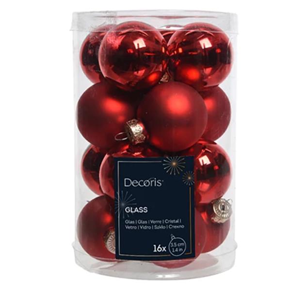 Glass Ball Christmas Red Mix X16