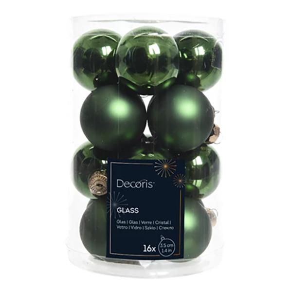 Glass Ball Pine Green Mix X16