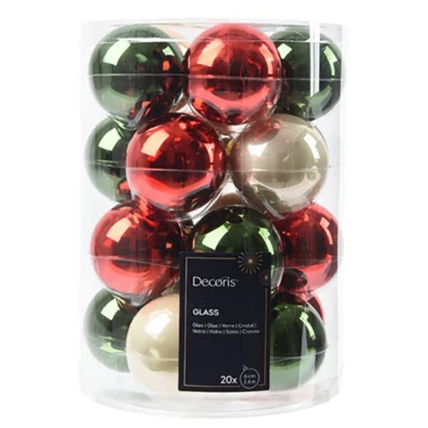 Glass Ball Green Red White Mix X20