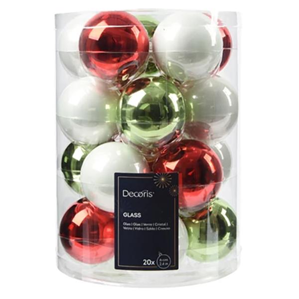 Glass Ball Red White Green Mix X20