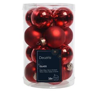 Glass Ball Christmas Red Mix X16