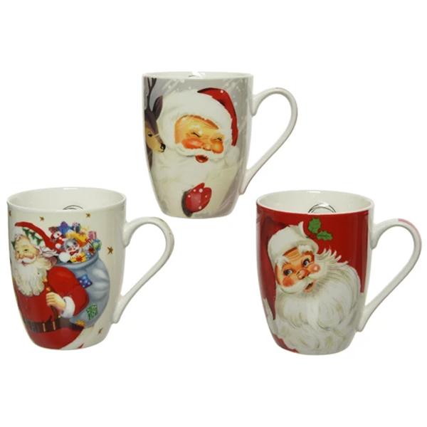 Mug Porcelain Santa 3 Asst