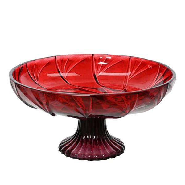 Cake Stand Glass Red 8In