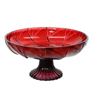 Cake Stand Glass Red 8In
