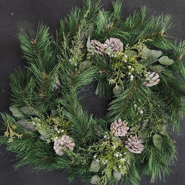 Long Leaf Pinecones Wreath - 24 in