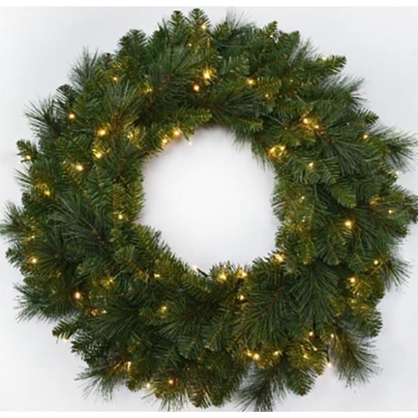 Pre lit Wreath Mountain Spruce 30 in clear