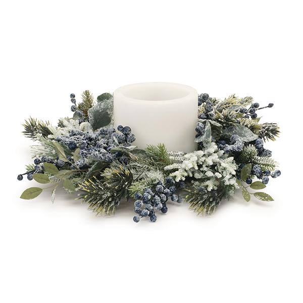 Wreath Pine Mix with Berries Blue 18 in