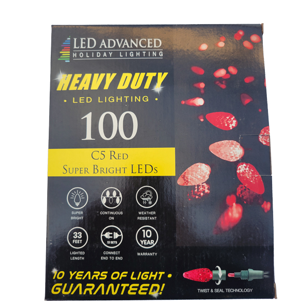 LED Heavy Duty C5 Faceted 100 Lights; 33.67 ft