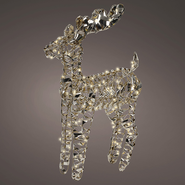 Micro LED Standing Reindeer Form in Gold and Warm White