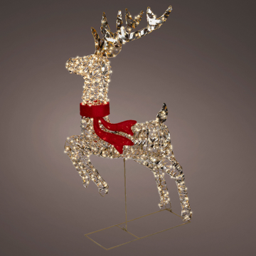 Micro LED Reindeer Jumping Form 3ft, in Gold and Warm White