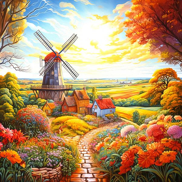 Windmill On Farm 500 Pc