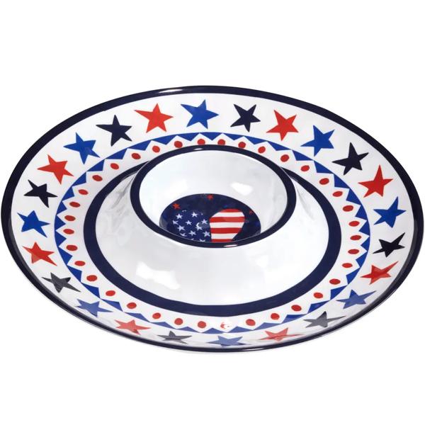 Melamine Chip and Dip Bowl Stars and Stripes