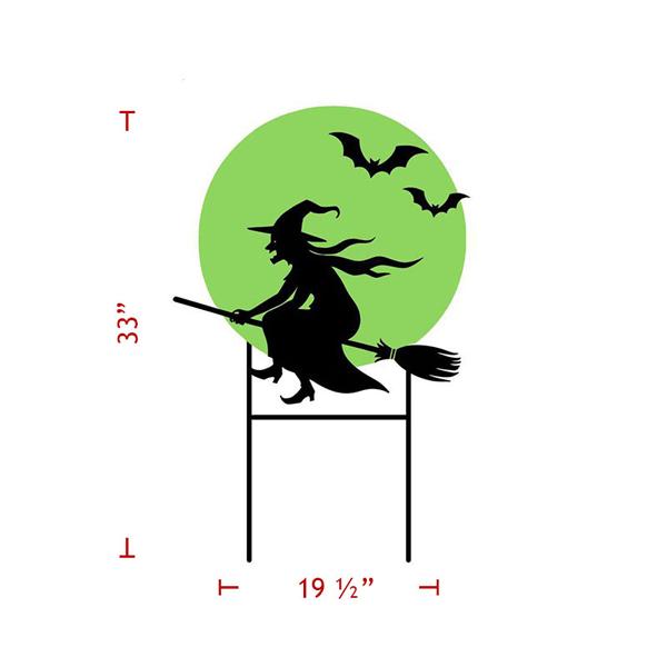 Metal Stake Glow in the Dark Moon Witch