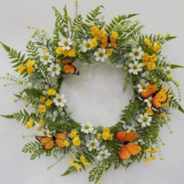 Wreath Daisy with Butterfly 24in