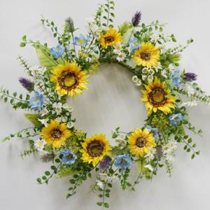 Wreath Sunflower Thistle 24in