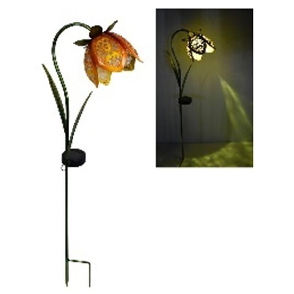 Solar Stake - Glass Flower, Yellow