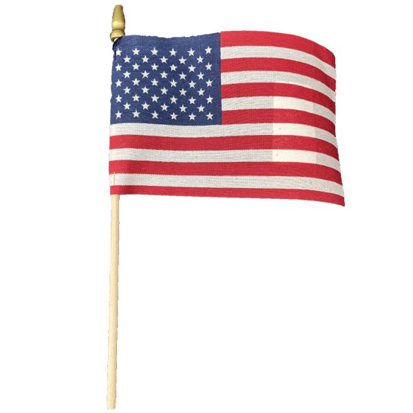 American Staff Flag with Finial  -  8 in x 12 in